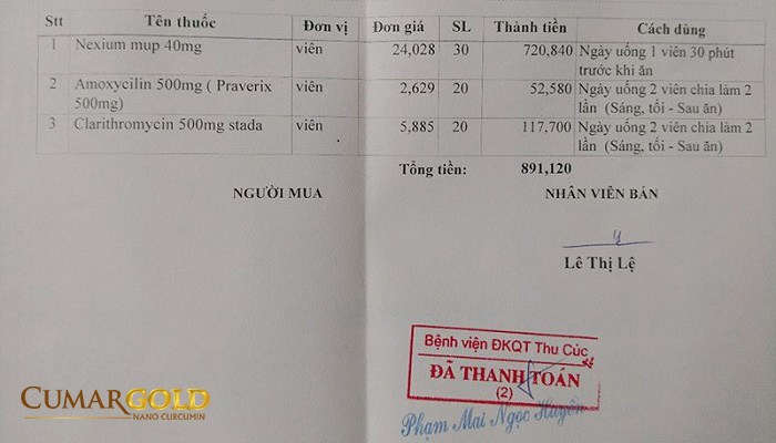 Đơn thuốc viêm loét dạ dày tá tràng